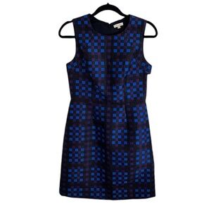 SHOSHANNA SLEEVELESS MULTICOLORED CHECKERED PRINT MIDI SHIFT DRESS SIZE 4